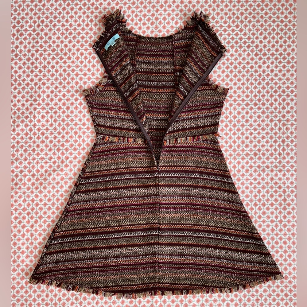 She & Sky retro brown tweed twill boho bohemian dress juniors size medium - Picture 7 of 16